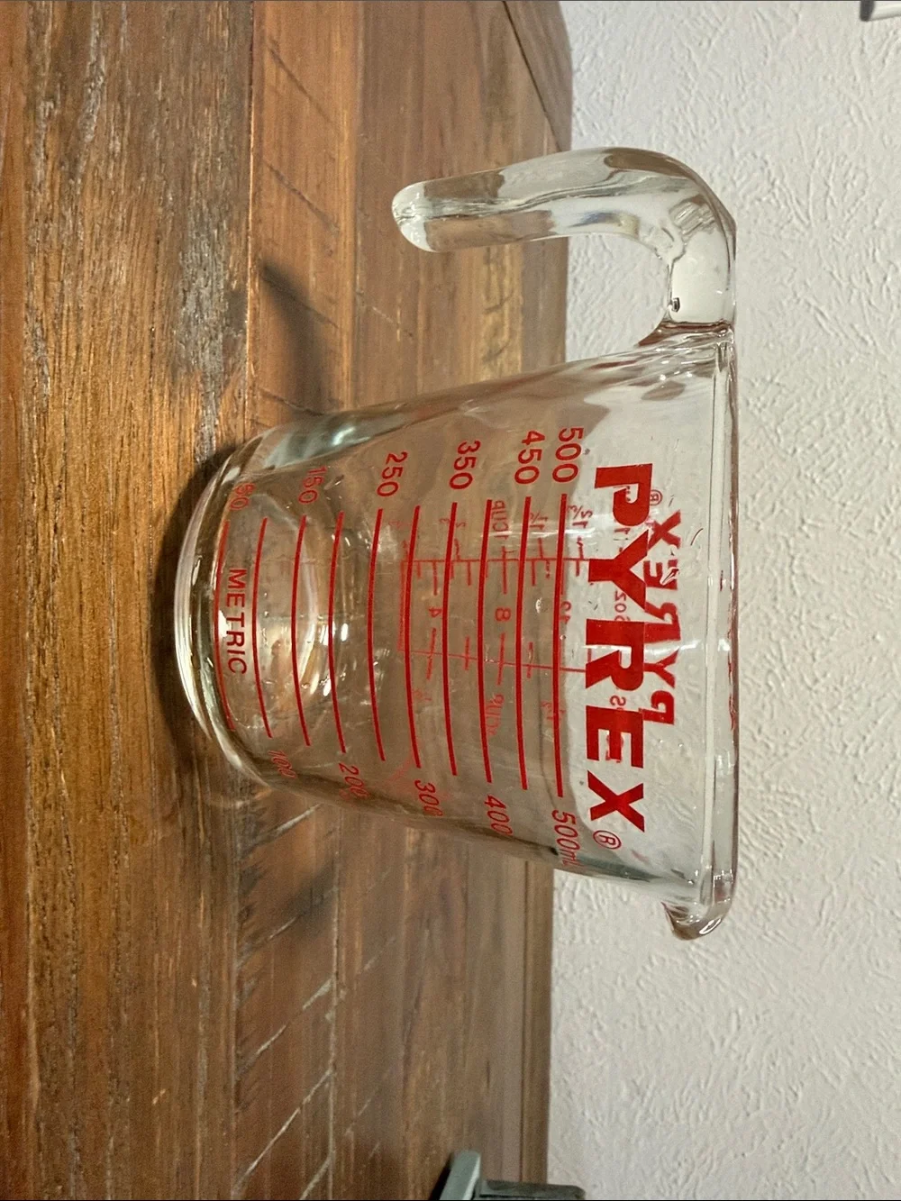 Vintage 2cup Pyrex Clear Glass Measuring Cup with Red Markings